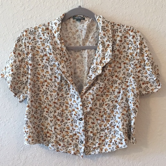 wild fable Tops - Wild Fable Cropped Grunge Floral Button Down Shirt